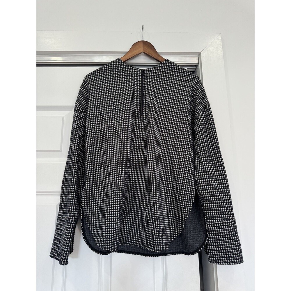 MM Lafleur Womens S Black Stretch Houndstooth The Tully Top Loungewear Vintage